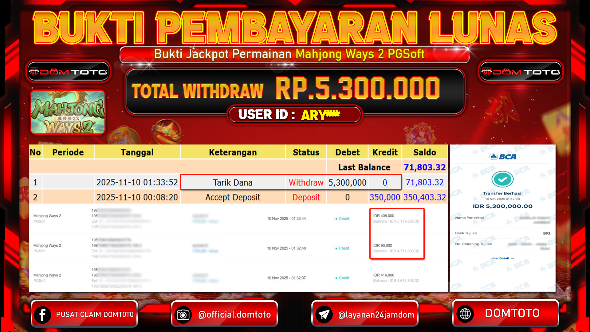 JACKPOT Slot Mahjong Ways 2 PGSoft 10 NOVEMBER 2025